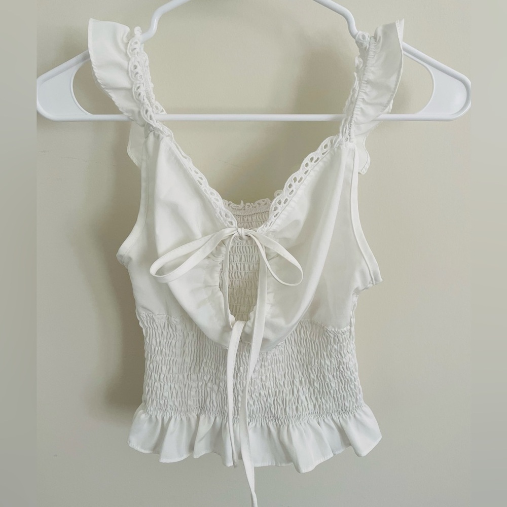 white eyelet top